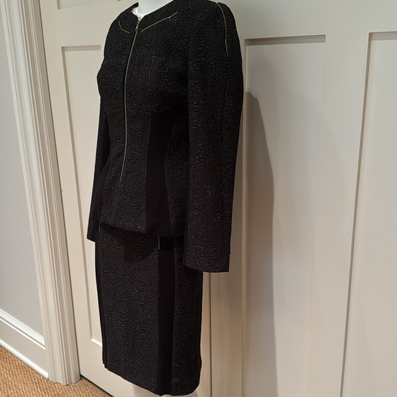 YOANA BARASCHI BLACK TWO PIECE SKIRT SUIT KNIT PANELS ALLOVER ZIPPER DETAILS S - Picture 3 of 15